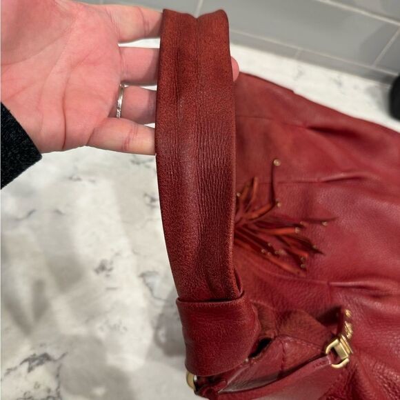 Cole Haan Red Leather Shoulder Bag Hobo - Picture 6 of 13